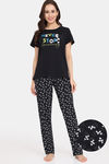 Rosaline Bloom Fest Knit Cotton Pyjama Set - Black Beauty — thumbnail 1